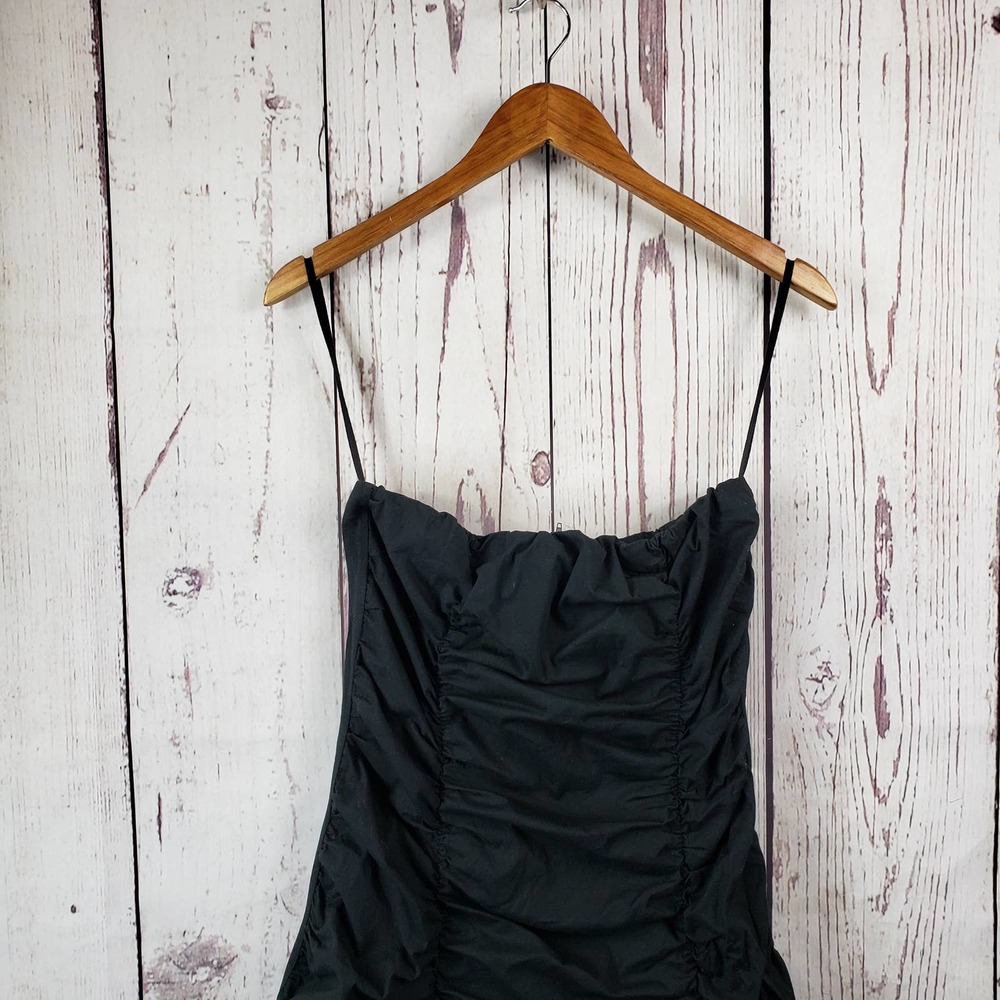 Canal Ruched Sundress Womens Size Large Pullover Spraghetti Straps Stretch Black